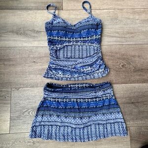 Garnet Hill Tankini Bathing Suit Set Underwire Adjustable Straps 2 Piece